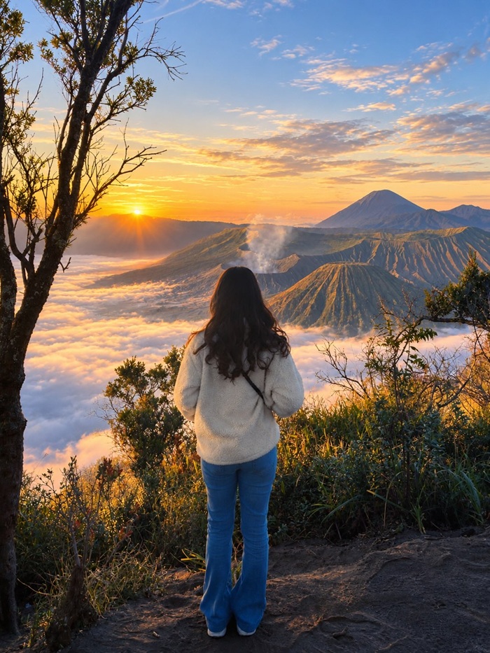 Khung cảnh bình minh rực rỡ tuyệt đẹp trên đỉnh Penanjakan Bromo. Nguồn: anggicn_____
